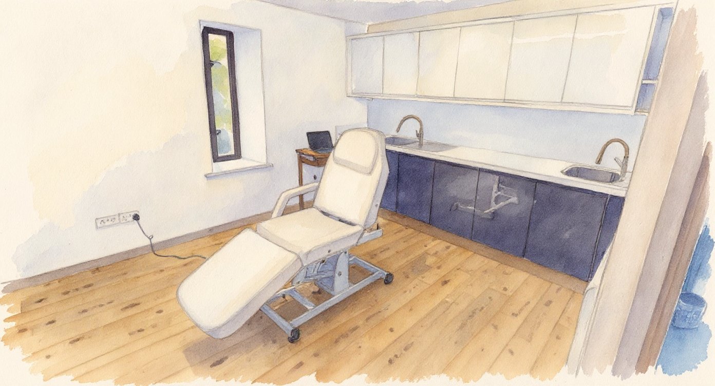 Watercolour of the clinic treatment room
