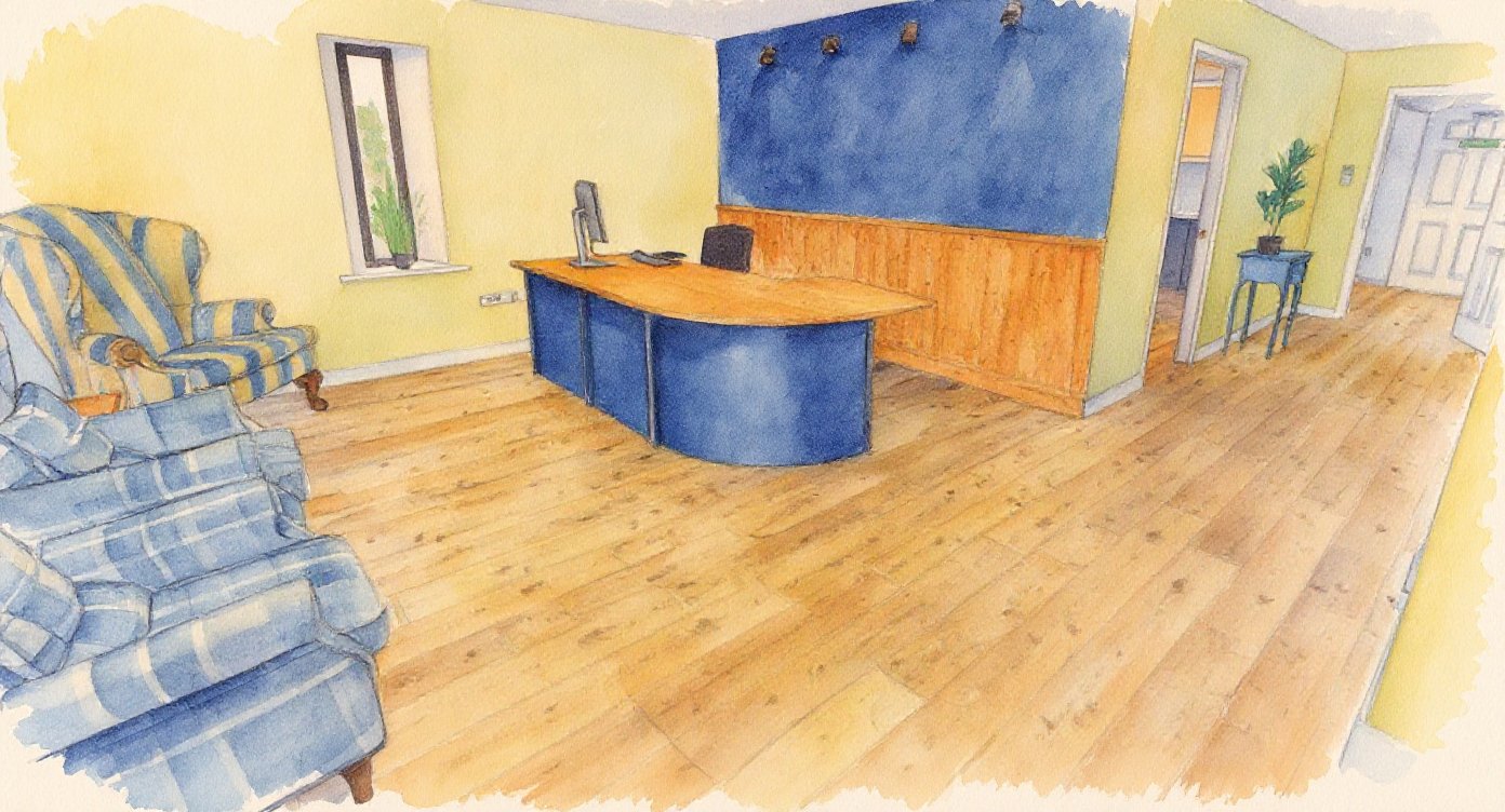 Watercolour of the welcoming clinic reception